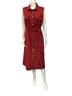 INCLAN STUDIO Women's Sleeveless Shirt Midi Dress Size: L